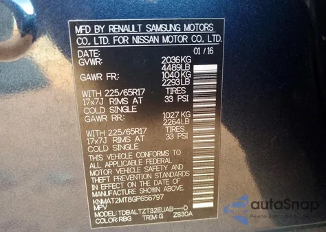 2016 Nissan Rogue S z USA, uszkodzony, nr VIN KNMAT2MT8GP656797